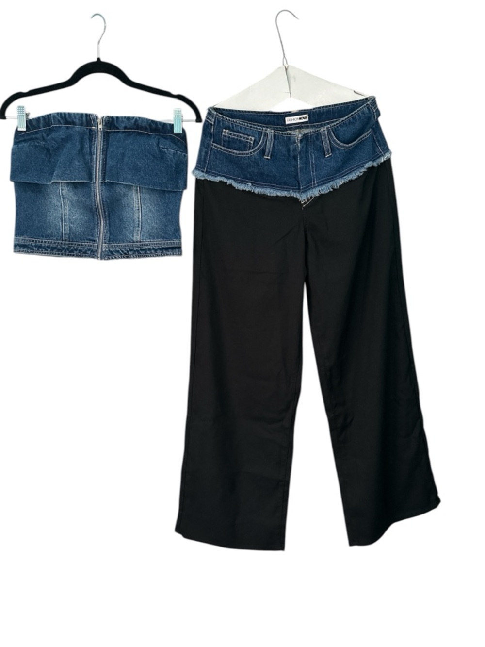 Fashion Nova Dark Blue Denim Strapless Bustier